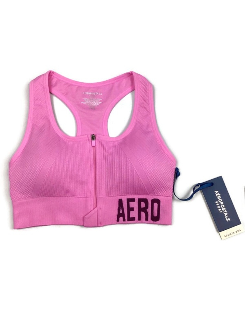 Aeropostale Sport Pink Front Zip Sports Bra Juniors Medium NEW! Retail $42